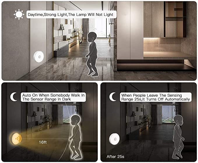 Motion Sensor Light for Home with USB Charging Wireless (Pack of 2) BDesi