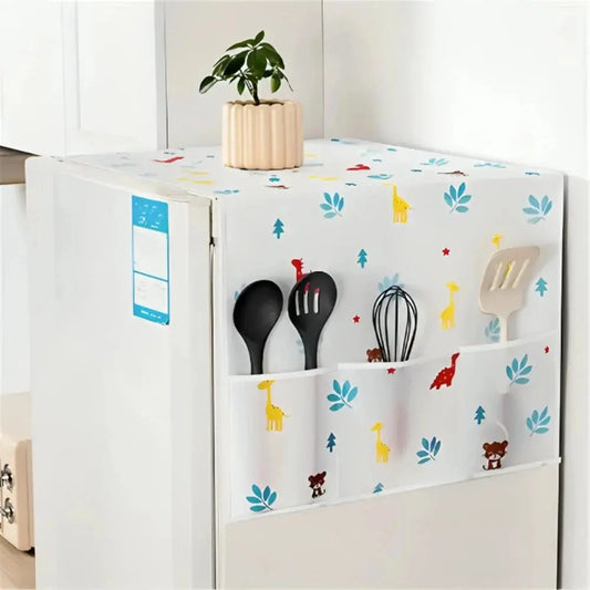 Fridge Cover Top | Cotton Cloth Anti-Dust Cover with Pockets BDesi